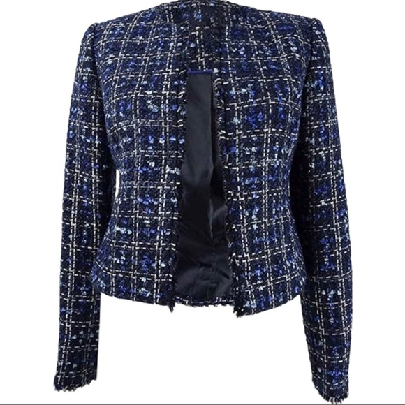 Calvin Klein NWT Tweed Open Blazer Blue Size 4P - Picture 13 of 15